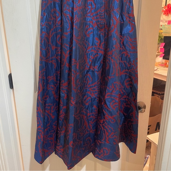Anthropologie Maeve Pleated Shimmer Maxi Full Skirt Pleated Blue & Burgundy NEW - Picture 10 of 11